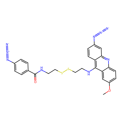 Benzamide, 4-azido-N-(2-((2-((6-azido-2-methoxy-9-acridinyl)amino)ethyl)dithio)ethyl)- structure