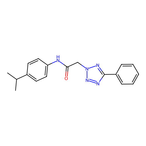 2-(5-phenyltetrazol-2-yl)-N-(4-propan-2-ylphenyl)acetamide structure