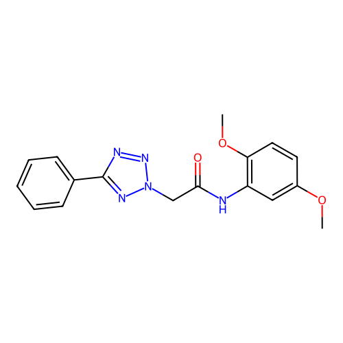 N-(2,5-dimethoxyphenyl)-2-(5-phenyltetrazol-2-yl)acetamide structure