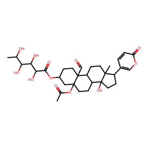 [5-acetyloxy-10-formyl-14-hydroxy-13-methyl-17-(6-oxopyran-3-yl)-2,3,4,6,7,8,9,11,12,15,16,17-dodecahydro-1H-cyclopenta[a]phenanthren-3-yl] 2,3,4,5-tetrahydroxyhexanoate structure