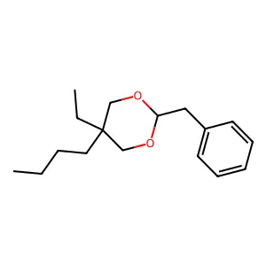 2-Benzyl-5-butyl-5-ethyl-1,3-dioxane structure