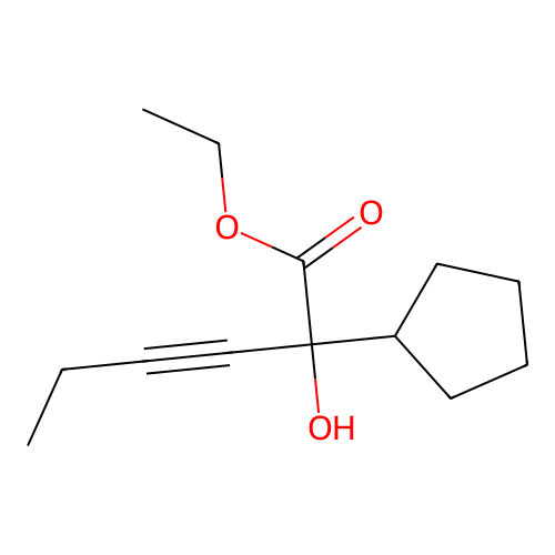 Ethyl 2-cyclopentyl-2-hydroxyhex-3-ynoate structure