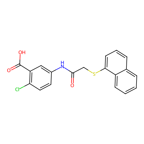 2-Chloro-5-{[(naphthalen-1-ylsulfanyl)acetyl]amino}benzoic acid structure