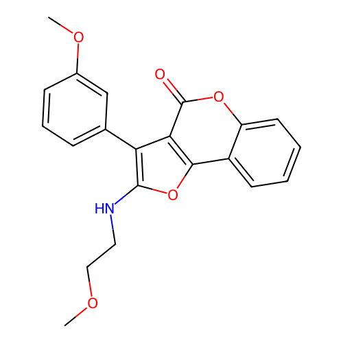 2-((2-methoxyethyl)amino)-3-(3-methoxyphenyl)-4H-furo[3,2-c]chromen-4-one structure