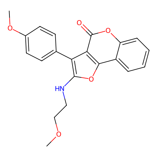 2-((2-methoxyethyl)amino)-3-(4-methoxyphenyl)-4H-furo[3,2-c]chromen-4-one structure