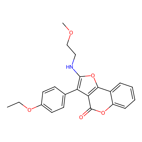 3-(4-ethoxyphenyl)-2-((2-methoxyethyl)amino)-4H-furo[3,2-c]chromen-4-one structure