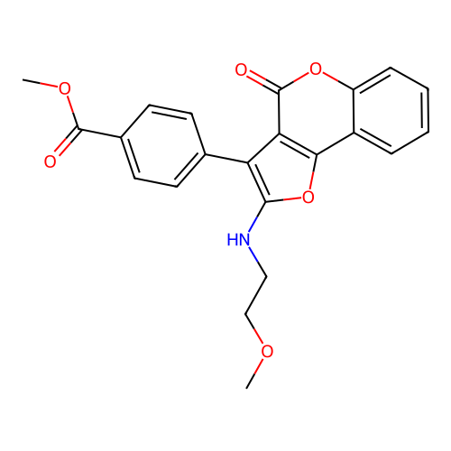 methyl 4-{2-[(2-methoxyethyl)amino]-4-oxo-4H-furo[3,2-c]chromen-3-yl}benzoate structure