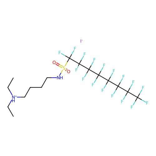 diethyl-[4-(1,1,2,2,3,3,4,4,5,5,6,6,7,7,8,8,8-heptadecafluorooctylsulfonylamino)butyl]azanium iodide structure