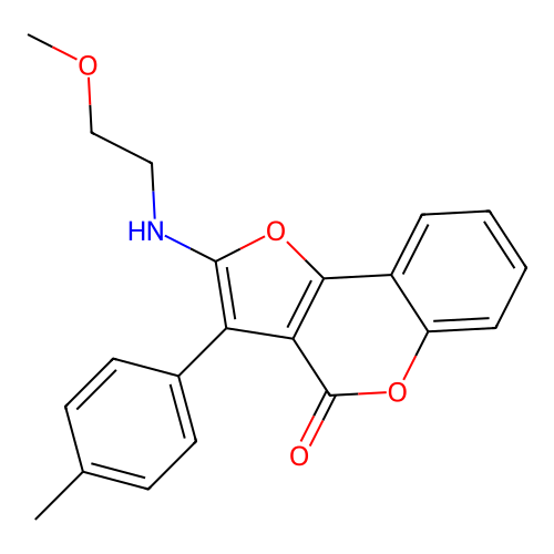 2-((2-methoxyethyl)amino)-3-(p-tolyl)-4H-furo[3,2-c]chromen-4-one structure
