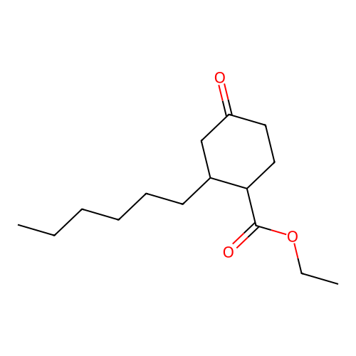 Ethyl 2-hexyl-4-oxocyclohexanecarboxylate structure