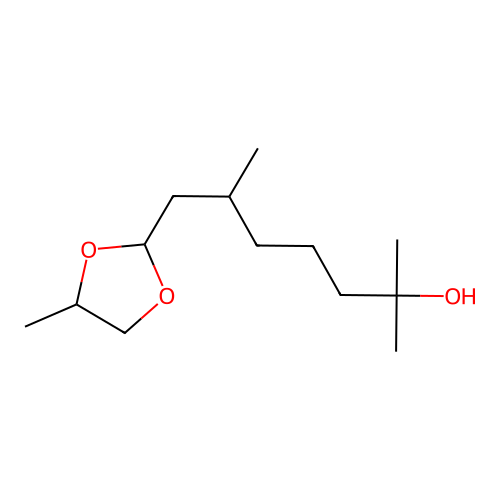 Hydroxycitronellal propyleneglycol acetal structure