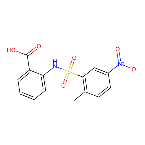 2-(((2-Methyl-5-nitrophenyl)sulphonyl)amino)benzoic acid structure