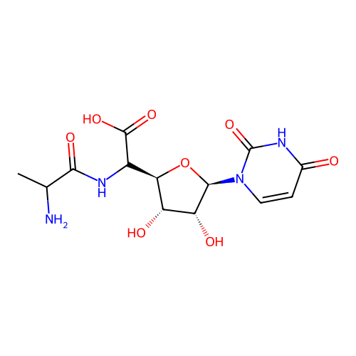 1-(5'-(L-Alanylamino)-5'-deoxy-beta-D-allofuranosyluronic acid)uracil structure