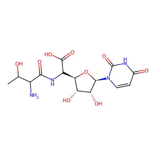 1-(5'-(L-Threonylamino)-5'-deoxy-beta-D-allofuranosyluronic acid)uracil structure