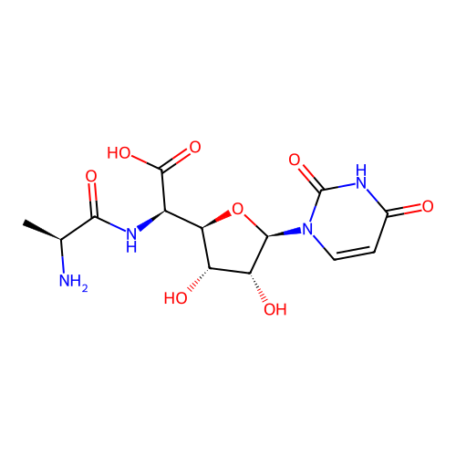 1-(5'-(L-Alanylamino)-5'-deoxy-alpha-L-talofuranosyluronic acid)uracil structure