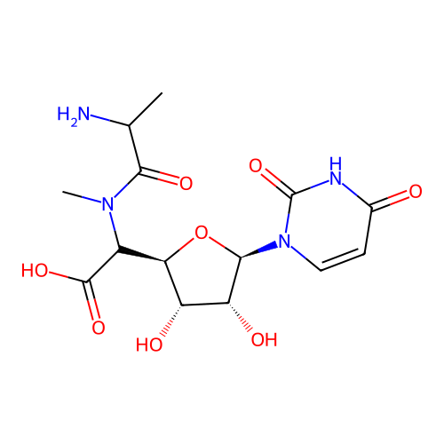 1-(5'-(L-Alanylmethylamino)-5'-deoxy-beta-D-allofuranosyluronic acid)uracil structure