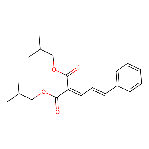 Bis(2-methylpropyl) (3-phenylprop-2-en-1-ylidene)propanedioate structure