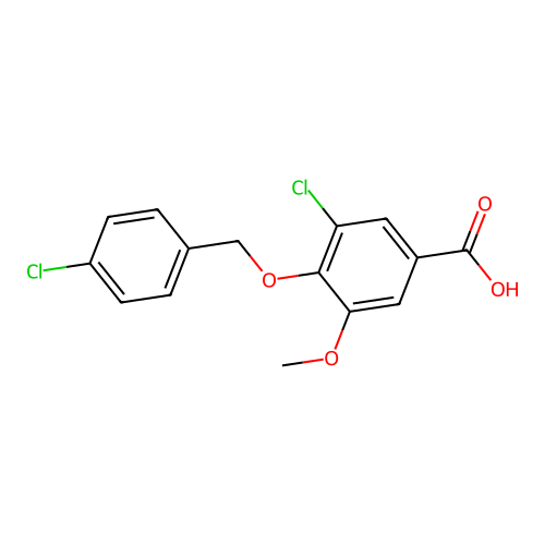 3-Chloro-4-[(4-chlorophenyl)methoxy]-5-methoxybenzoic acid structure