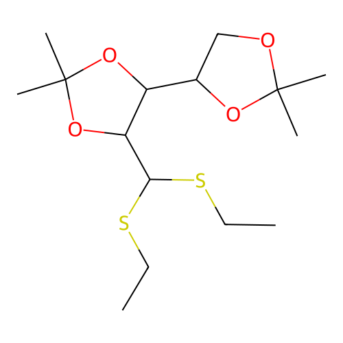 4-[bis(ethylsulfanyl)methyl]-5-(2,2-dimethyl-1,3-dioxolan-4-yl)-2,2-dimethyl-1,3-dioxolane structure