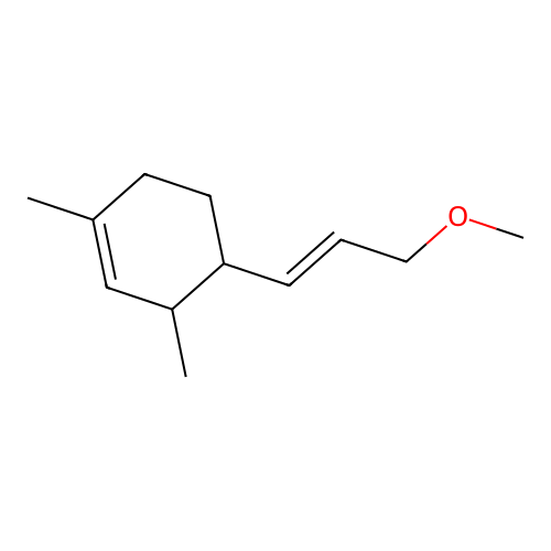 4-(3-Methoxy-1-propen-1-yl)-1,3-dimethylcyclohexene structure