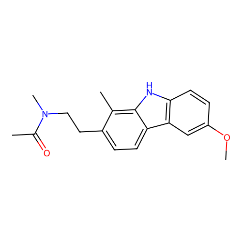 N-[2-(6-methoxy-1-methyl-9H-carbazol-2-yl)ethyl]-N-methylacetamide structure