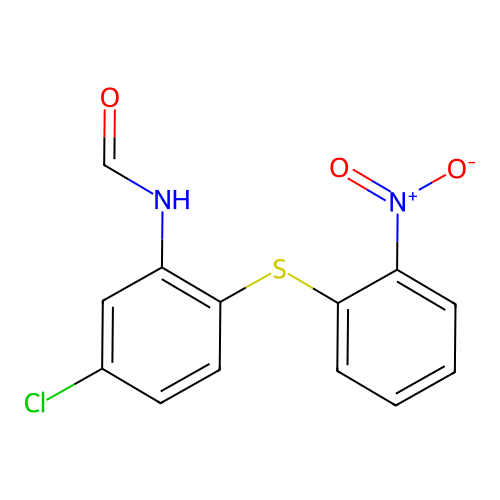 N-[5-chloro-2-[(2-nitrophenyl)thio]phenyl]formamide structure