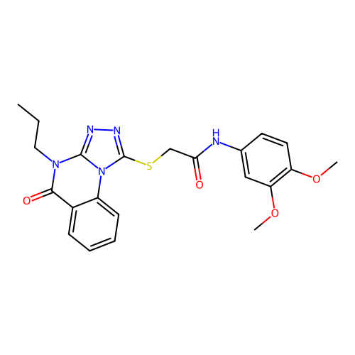 N-(3,4-dimethoxyphenyl)-2-({5-oxo-4-propyl-4H,5H-[1,2,4]triazolo[4,3-a]quinazolin-1-yl}sulfanyl)acetamide structure