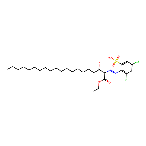 Ethyl 2-((2,4-dichloro-6-sulphophenyl)azo)-3-oxoicosanoate structure