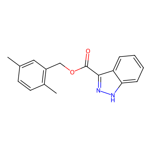(2,5-dimethylphenyl)methyl 1H-indazole-3-carboxylate structure