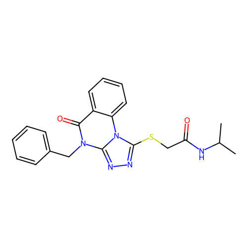 2-({4-benzyl-5-oxo-4H,5H-[1,2,4]triazolo[4,3-a]quinazolin-1-yl}sulfanyl)-N-(propan-2-yl)acetamide structure
