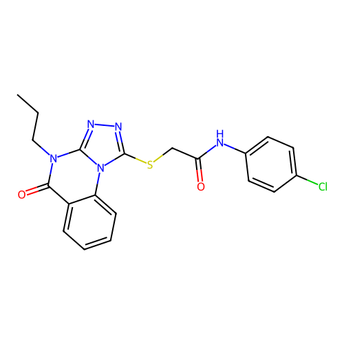 N-(4-chlorophenyl)-2-({5-oxo-4-propyl-4H,5H-[1,2,4]triazolo[4,3-a]quinazolin-1-yl}sulfanyl)acetamide structure