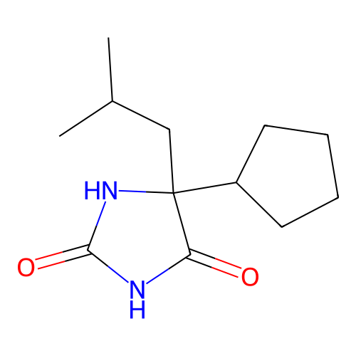 5-Cyclopentyl-5-(2-methylpropyl)imidazolidine-2,4-dione structure