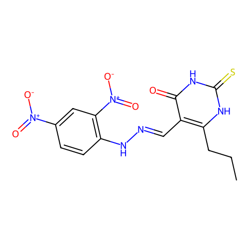 (5Z)-5-[[2-(2,4-dinitrophenyl)hydrazinyl]methylidene]-6-prop structure