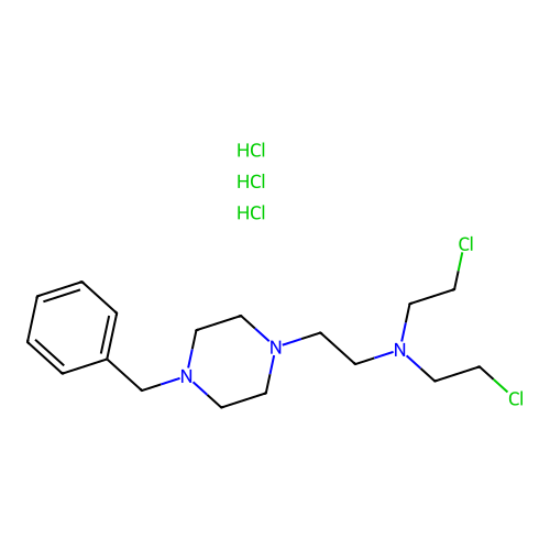 Piperazine, 1-benzyl-4-(2-(bis(2-chloroethyl)amino)ethyl)-, trihydrochloride structure