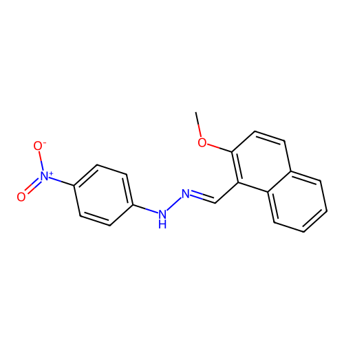 N-[(2-methoxynaphthalen-1-yl)methylideneamino]-4-nitroaniline structure