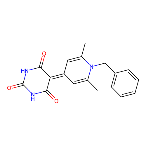 5-(1-benzyl-2,6-dimethylpyridin-4(1H)-ylidene)pyrimidine-2,4,6(1H,3H,5H)-trione structure