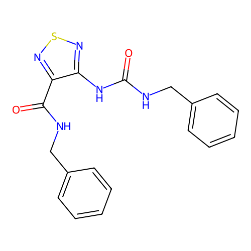 N-benzyl-4-(benzylcarbamoylamino)-1,2,5-thiadiazole-3-carboxamide structure