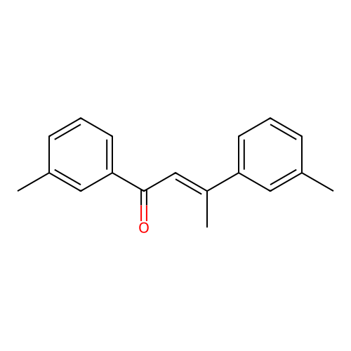 (E)-1,3-bis(3-methylphenyl)but-2-en-1-one structure
