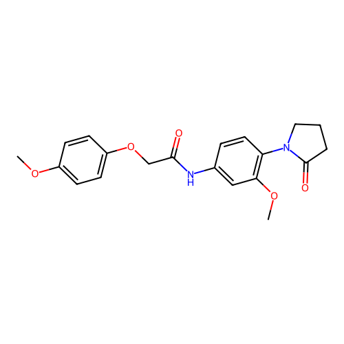 N-[3-methoxy-4-(2-oxopyrrolidin-1-yl)phenyl]-2-(4-methoxyphenoxy)acetamide structure