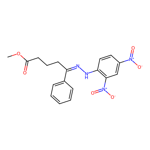 Methyl 5-[(2,4-dinitrophenyl)hydrazinylidene]-5-phenylpentanoate structure