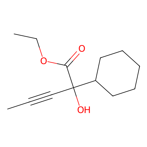 Ethyl 2-cyclohexyl-2-hydroxypent-3-ynoate structure