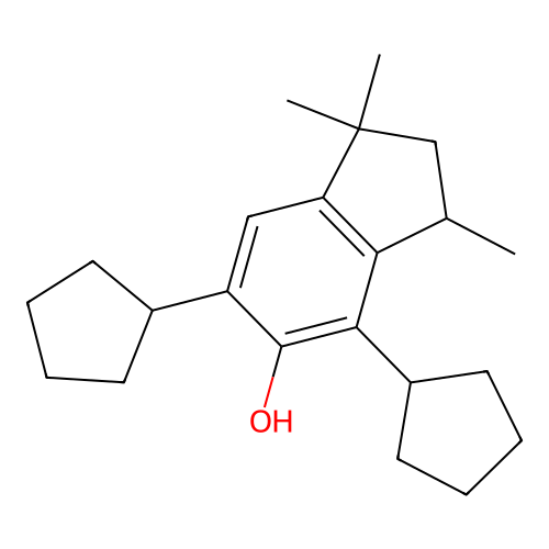 4,6-Dicyclopentyl-1,1,3-trimethylindan-5-ol structure