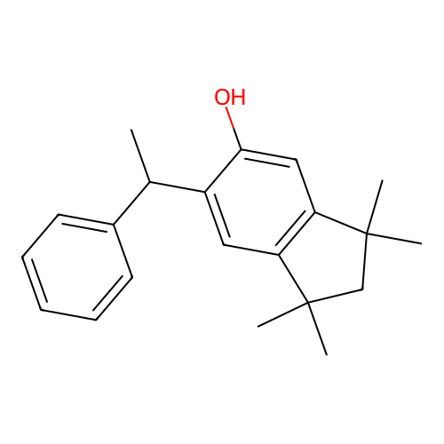 1,1,3,3-Tetramethyl-6-(1-phenylethyl)indan-5-ol structure