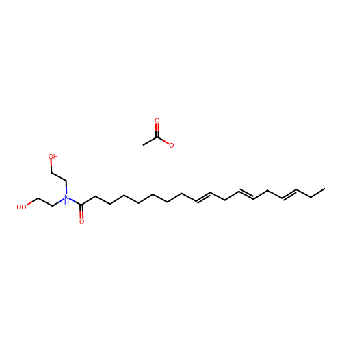 Bis(2-hydroxyethyl)-octadeca-9,12,15-trienoylazanium acetate structure