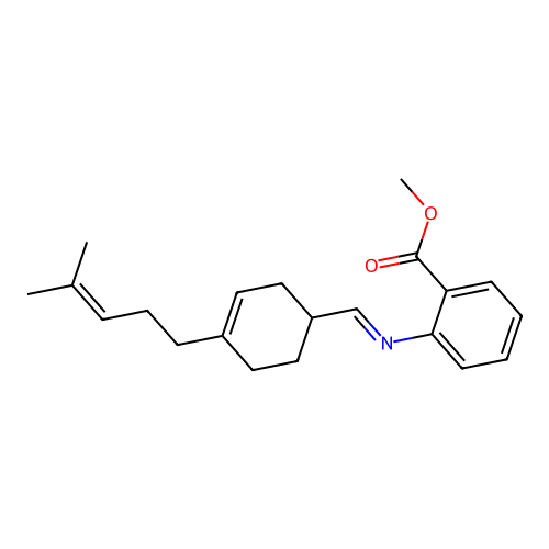 Methyl 2-(((4-(4-methyl-3-pentenyl)-3-cyclohexen-1-yl)methylene)amino)benzoate structure