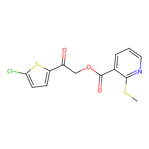 2-(5-Chlorothiophen-2-yl)-2-oxoethyl 2-(methylsulfanyl)pyridine-3-carboxylate structure