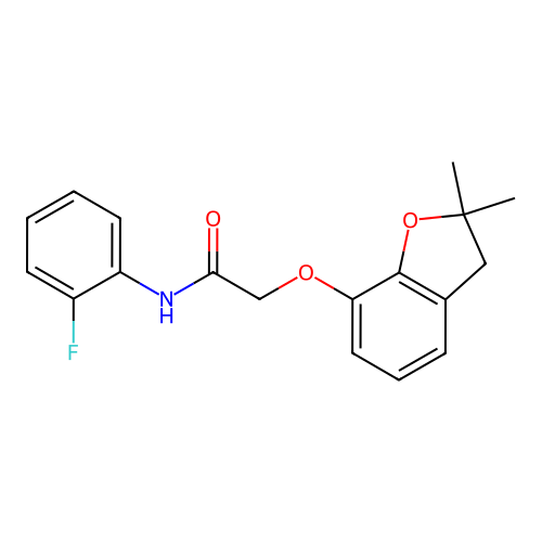2-((2,2-dimethyl-2,3-dihydrobenzofuran-7-yl)oxy)-N-(2-fluorophenyl)acetamide structure