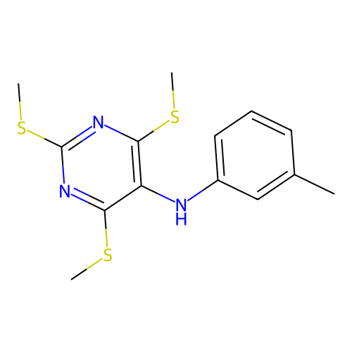 N-(3-Methylphenyl)-2,4,6-tris(methylthio)-5-pyrimidinamine structure