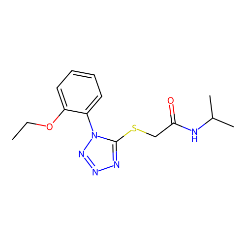 2-((1-(2-ethoxyphenyl)-1H-tetrazol-5-yl)thio)-N-isopropylacetamide structure