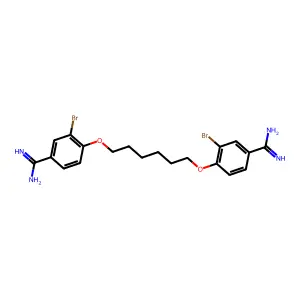 3-Bromo-4-(6-(2-bromo-4-carbamimidoylphenoxy)hexoxy)benzenecarboximidamide structure